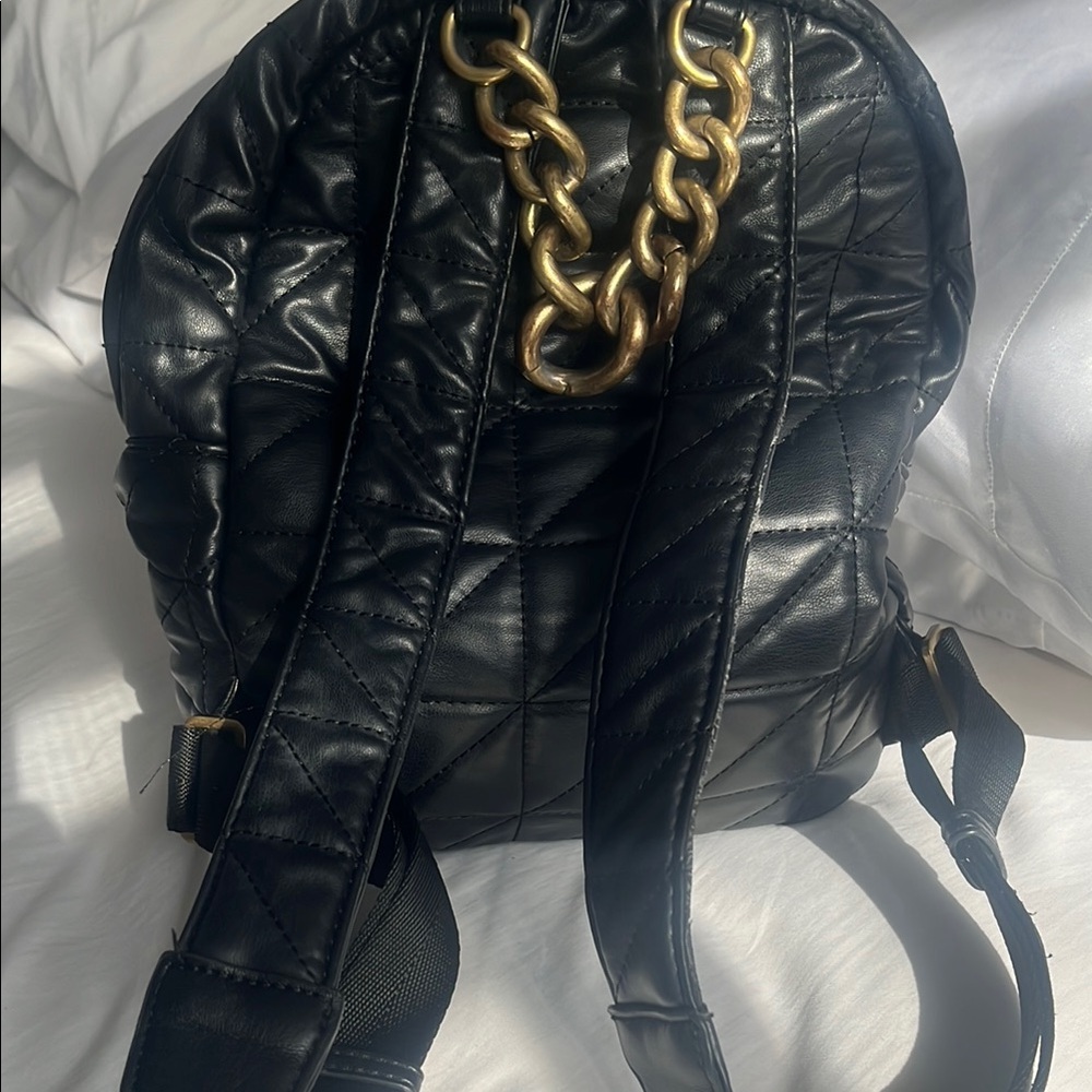 Black Quilted Backpack - Picture 4 of 10